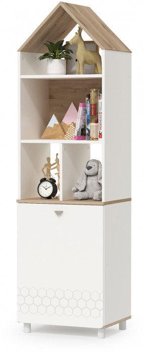 Эйп 13.14 Шкаф комбинированный, цвет белый/дуб белый, ШхГхВ 53х41,5х183,8 см., универсальная сборка