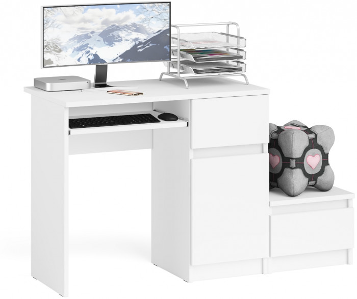 Мори Стол компьютерный МС-1 правый + Тумба ТМП400.1, цвет белый, ШхГхВ 130,4х50х76,6 см., выдвижной ящик справа, НЕ универсальная сборка