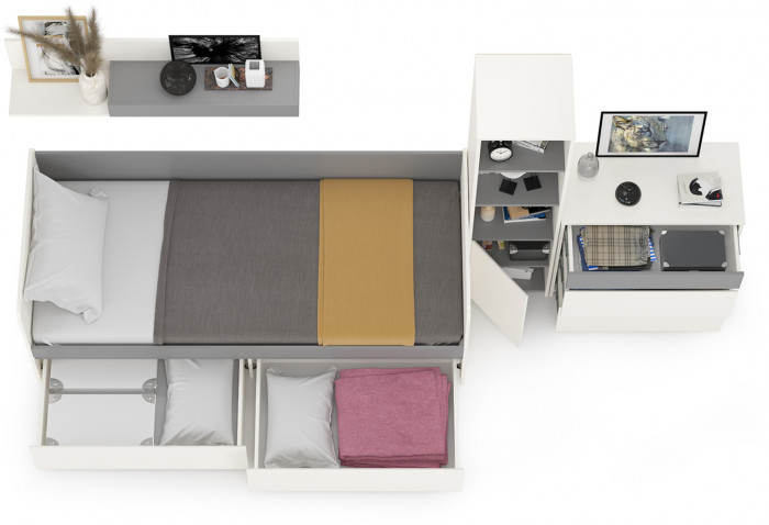 Торонто Компоновка № 22, белый шагрень/стальной серый