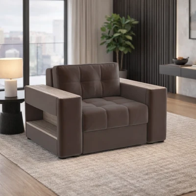 Кресло-кровать "Доро", Коричневый/МДФ сандал белый