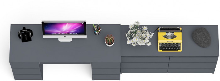 Мори Стол компьютерный МС-2 + Комод МК1200.6, цвет графит, ШхГхВ 255,8х50х76,6 см., универсальная сборка