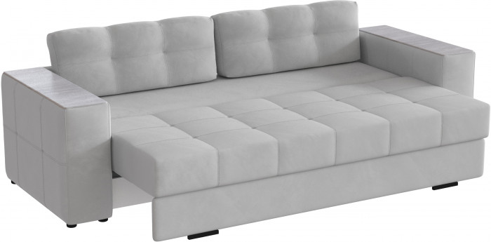 Диван раскладной Нави, светло-серый/мдф холст белый