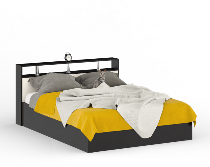 Камелия спальня № 3 Кровать 1600 + Две тумбы + Стол косметич. + Зеркало + Комод + Шкаф 4-х, венге/дуб лоредо