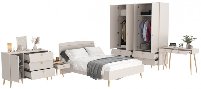 Афина Спальня 38-1400, цвет кашемир серый, сп.м. 1400х2000 мм., б/м, основание есть - фанера