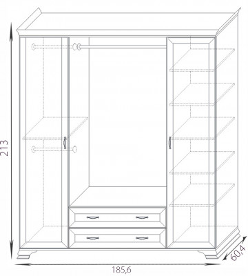 Шкаф распашной четырехдверный Сиена