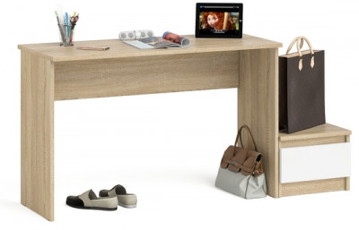 Мори письменный стол МСП1200.1 + Тумба ТМП400.1, дуб сонома/белый