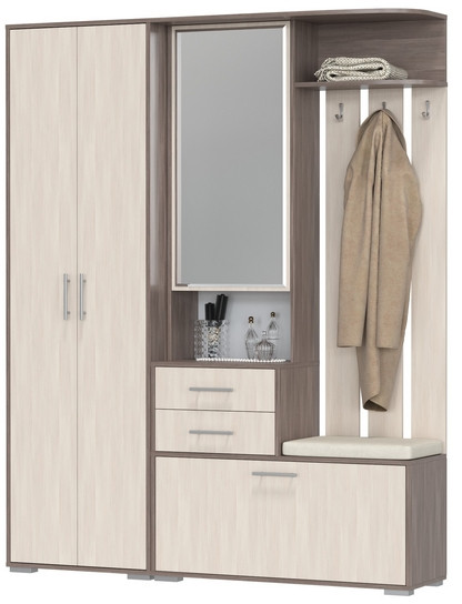 Прихожая 2-3430+2-3431бод.тем/св Домино - Комплект для прихожей, бодега тёмный/бодега светлый