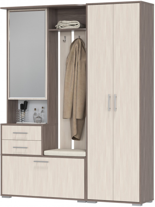 Прихожая 2-3430+2-3431бод.тем/св Домино - Комплект для прихожей, бодега тёмный/бодега светлый