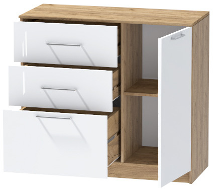 Комод №2 "Иннэс-7", Крафт золотой/Белый глянец