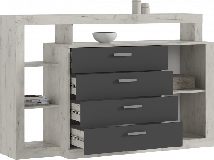 Ангара Комод Графит/дуб крафт белый