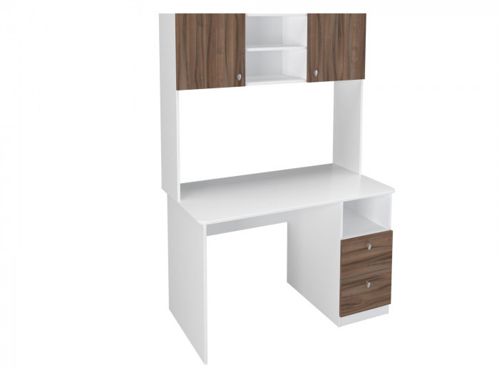 Стол письменный с надстройкой Белый/Орех
