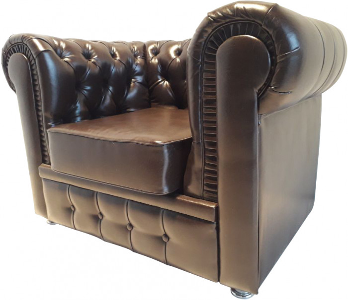 Кожаное кресло "Честер" цвет коричневый, для отдыха, для дома в гостиную, на кухню