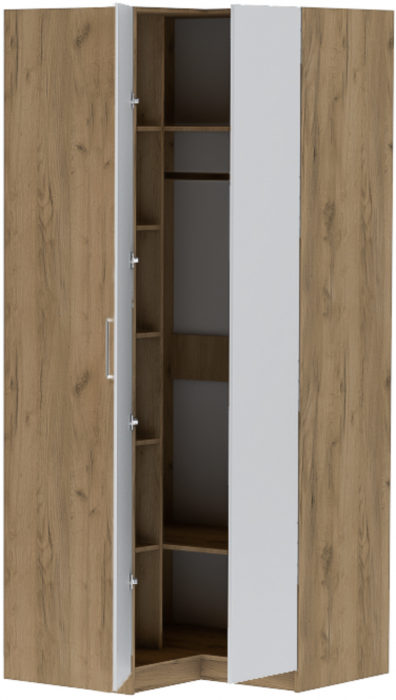 Шкаф угловой "Иннэс-7" - Крафт золотой/Белый