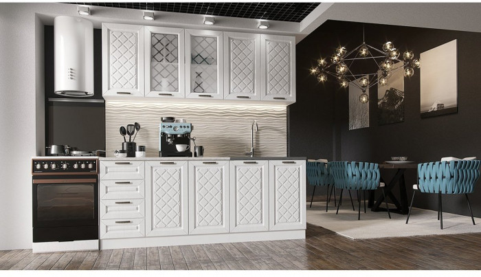 Кухня МДФ Агава 2000 (антрацит, Белый)