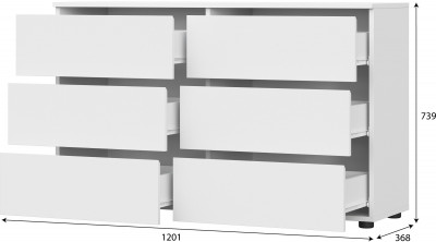 Токио Комод 6 ящиков Белый текстурный / Белый текстурный