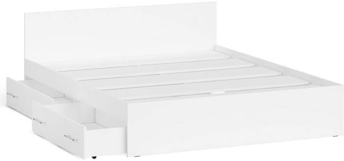 Мори Кровать с ящиками 1600, цвет белый, ШхГхВ 163,5х203,5х70 см., сп.м. 1600х2000 мм., без матраса, основание есть