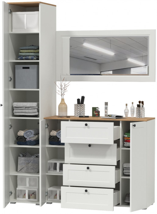 Остин Прихожая 20, белый шагрень/дуб крафт золотой