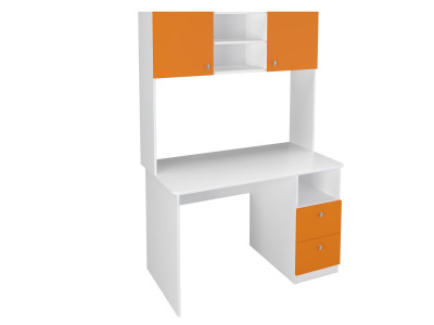 Стол письменный с надстройкой Белый/Оранжевый