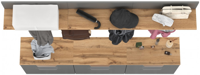 Октава Прихожая 04, цвет серый графит/дуб крафт золотой/фасады МДФ серый графит, ШхГхВ 194,7х35,4х197 см.