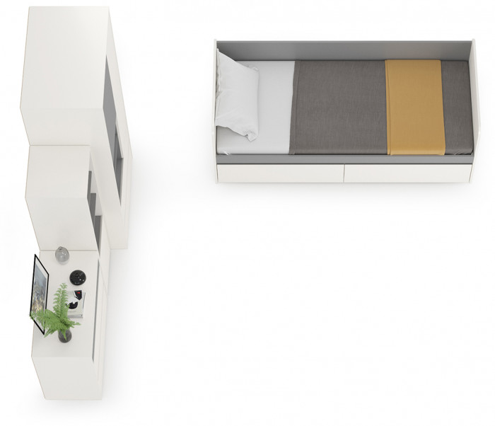 Торонто Компоновка № 26, белый шагрень/стальной серый