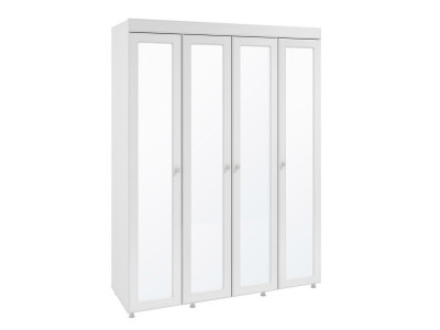 Шкаф 4-х дверный с 4-я зеркалами Монако МН-61 белое дерево