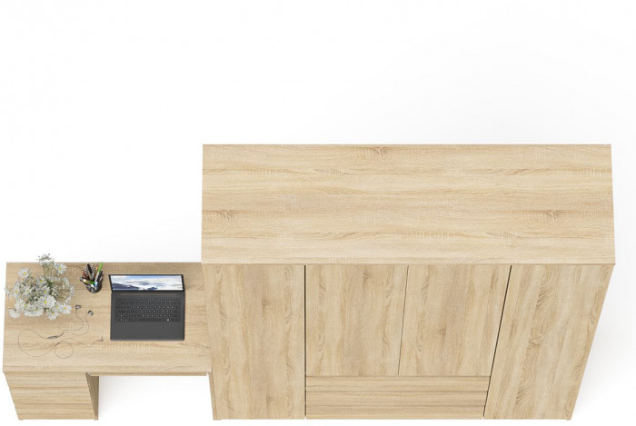 Мори компьютерный стол МС-6 левый + Шкаф МШ1600.1, дуб сонома