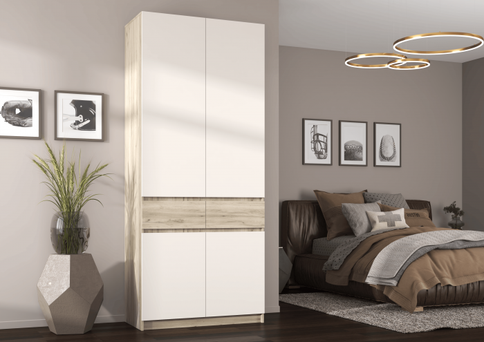 Шкаф Бостон ЛДСП ШК-001, крафт серый/кашемир