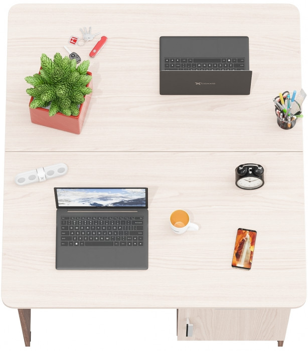 Два стола письменных С-МД-1-09, цвет ясень шимо светлый/ясень шимо тёмный, ШхГхВ 210х57х75 см., НЕ универсальная сборка