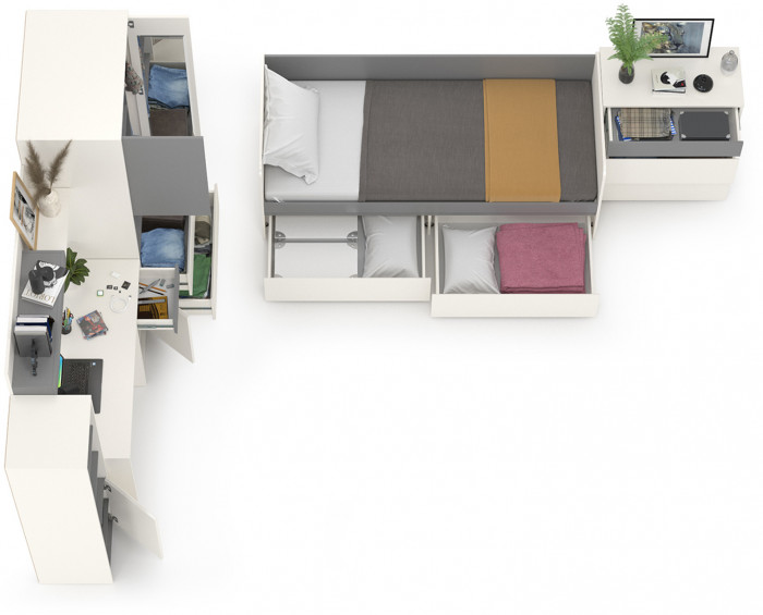 Торонто Компоновка № 27, белый шагрень/стальной серый