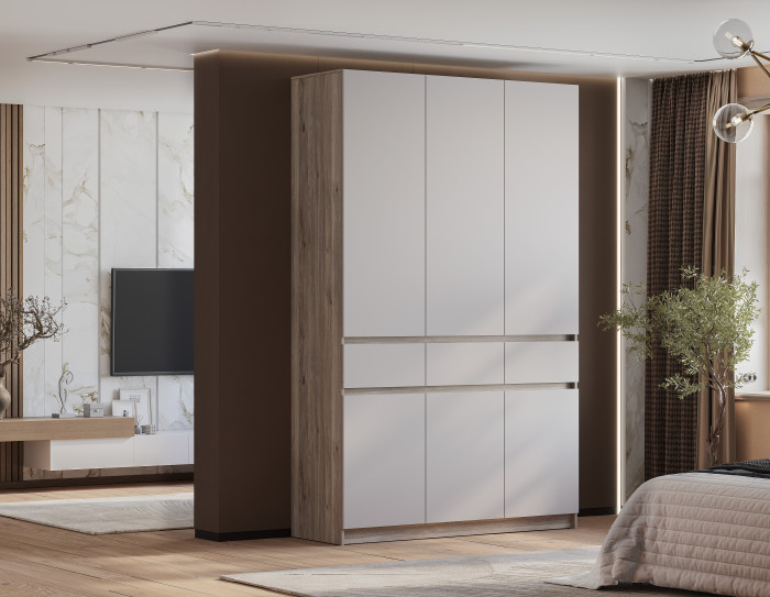 Шкаф 3-х створчатый "Багира" ШК-08 Дуб смоки/Кашемир