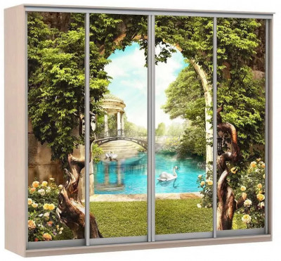 Шкаф купе Модерн 2362х600 4-х дверный 3-х секционный фотопечать №3 ясень