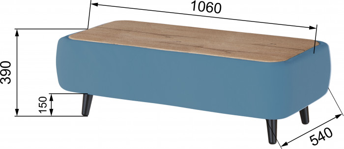 Стол журнальный Пай светло-голубой/мдф дуб канадский