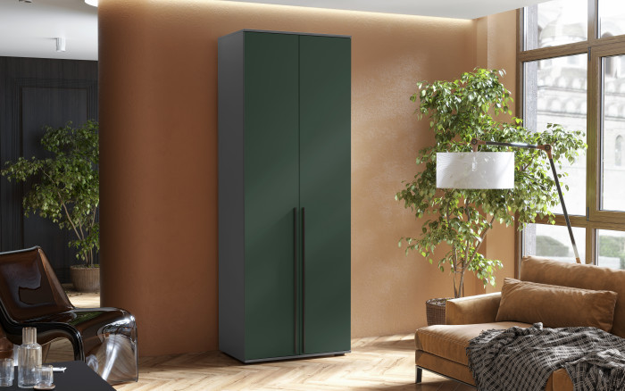 Норд Шкаф 2-х створчатый 800, Графит/Изумрудный