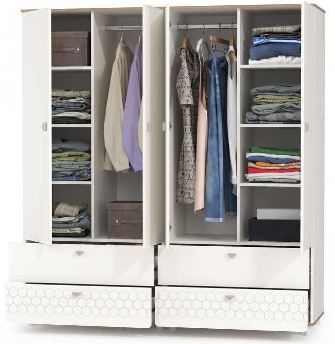 Эйп 13.334 Шкаф для одежды + 13.334 Шкаф для одежды, цвет белый/дуб белый, ШхГхВ 170х51,1х183,8 см., универсальная сборка