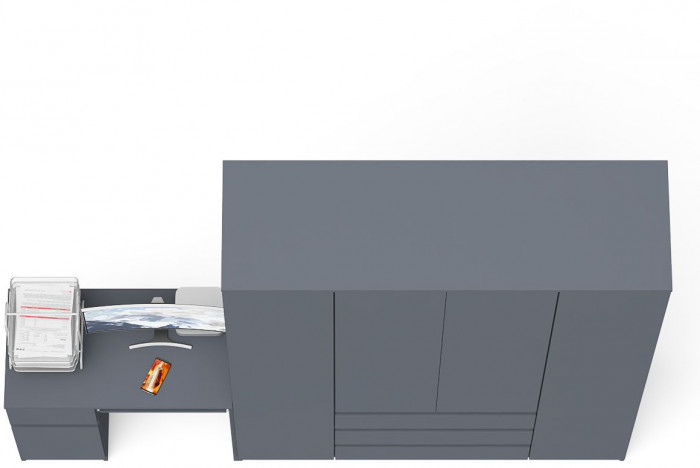 Мори Стол компьютерный МС-1 левый + Шкаф МШ1600.1, цвет графит, ШхГхВ 250,4х50,4х209,6 см., выдвижной ящик слева, НЕ универсальная сборка