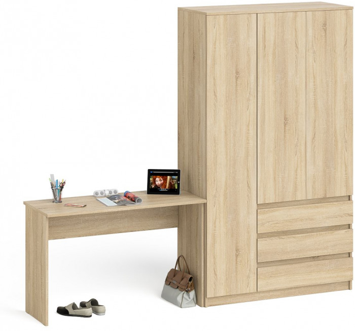 Мори письменный стол МСП1200.1 + Шкаф МШ1200.1, дуб сонома