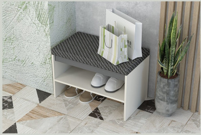 Иннэс 12 Обувница (Даймонд 011, Графит / Миндаль)