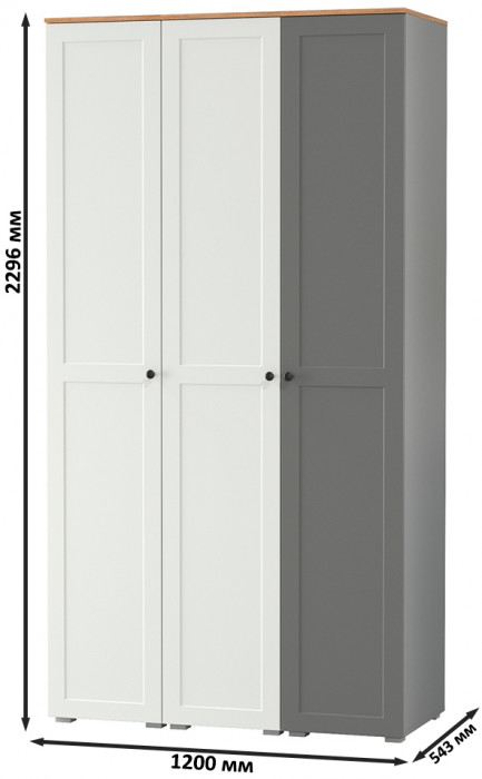 Остин 13.225 Шкаф-пенал 3 шт., цвет белый шагрень/серый графит/дуб крафт золотой, ШхГхВ 120х54,3х229,6 см., универсальная сборка