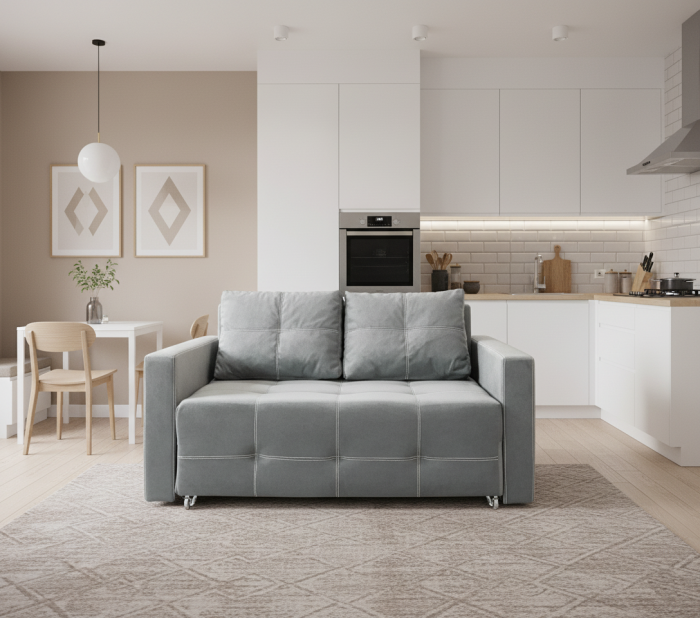 Диван-аккордеон Марс, сп.м. 140х200, велюр серый