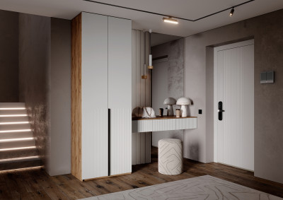 Тумба косметическая со шкафом 2х-ств Марвэл, Крафт золотой/Браш вайт