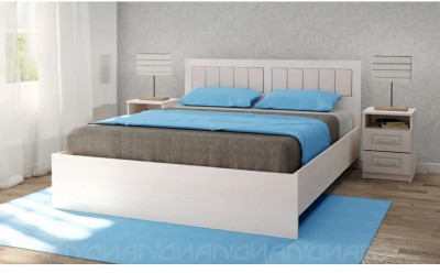 КЭТ-6 Кантри Кровать 160 с мягким щитком, под ортопедическое основание (Бодега белая / Сандал)