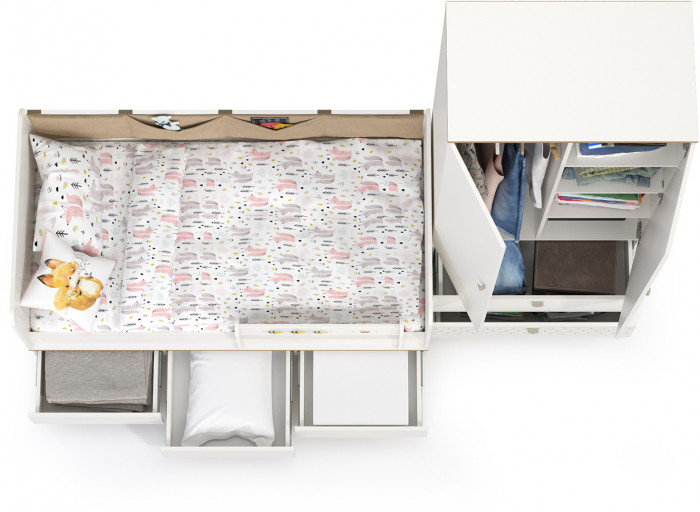 Эйп 11.40 Кровать + 13.334 Шкаф, белый/дуб белый