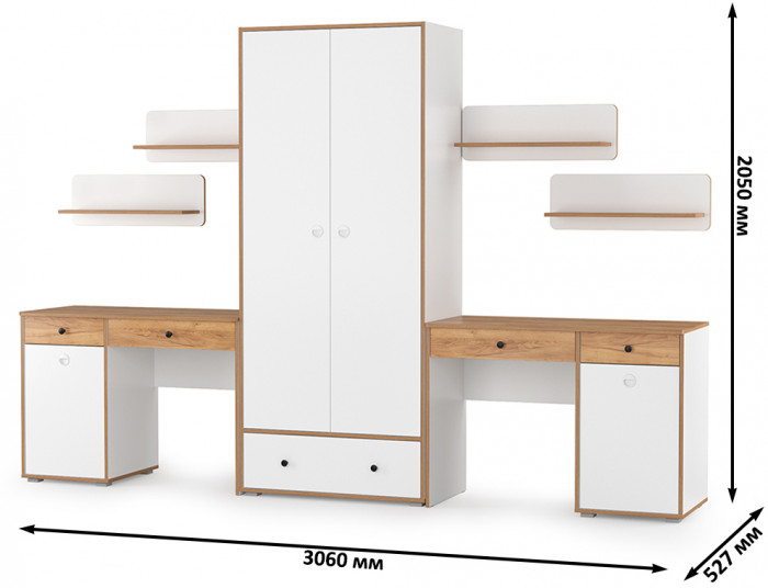 Вуди Компоновка № 27, белый премиум/дуб крафт золотой