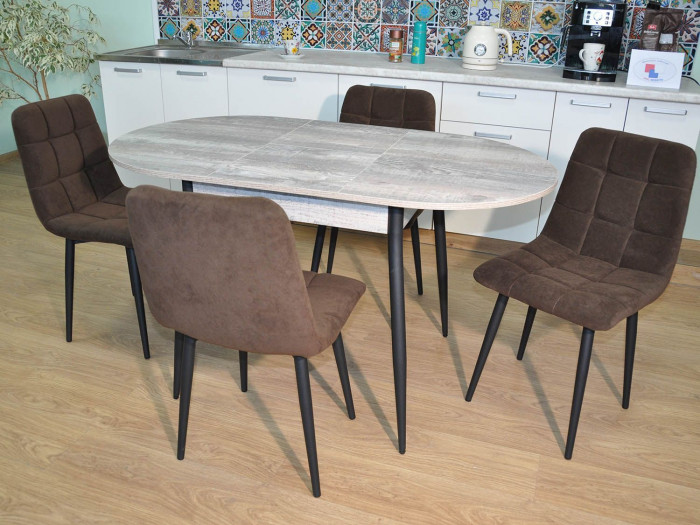 Обеденная группа Стиль-1 / Стул Х 4 шт. / Бетон темный/черный / бид 10