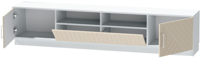 Тумба-3 под ТВ напольная "Иннэс-7", Белый/Тирамису матовый