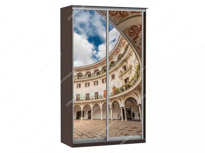 Шкаф купе Модерн 1190х600 2-х дверный фотопечать №2 венге